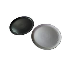 10 STRAWBERRY STREET Black White Stoneware 10.5" Dinner Plates Set of 2